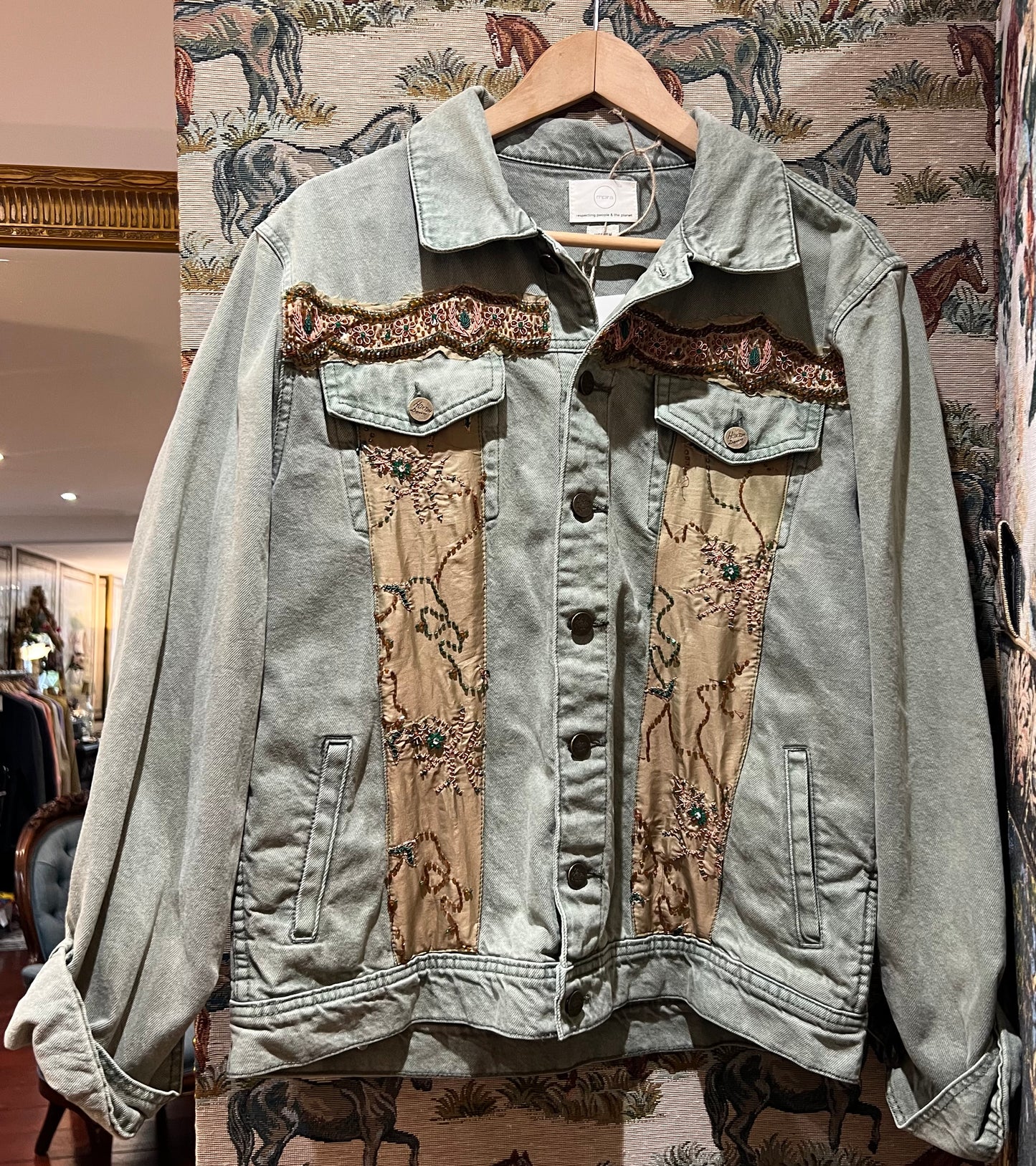 Upcycled Khaki Denim Jacket