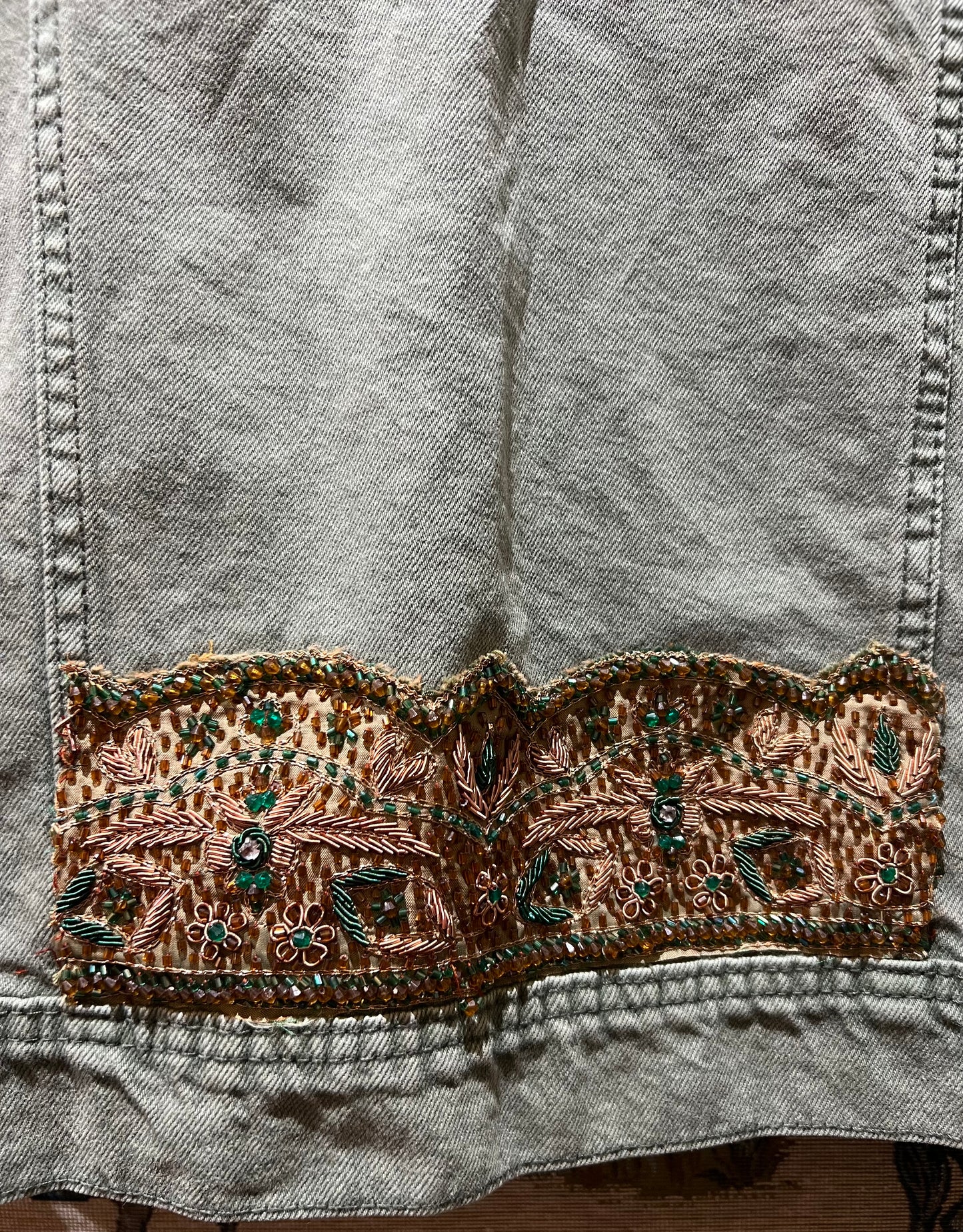 Upcycled Khaki Denim Jacket