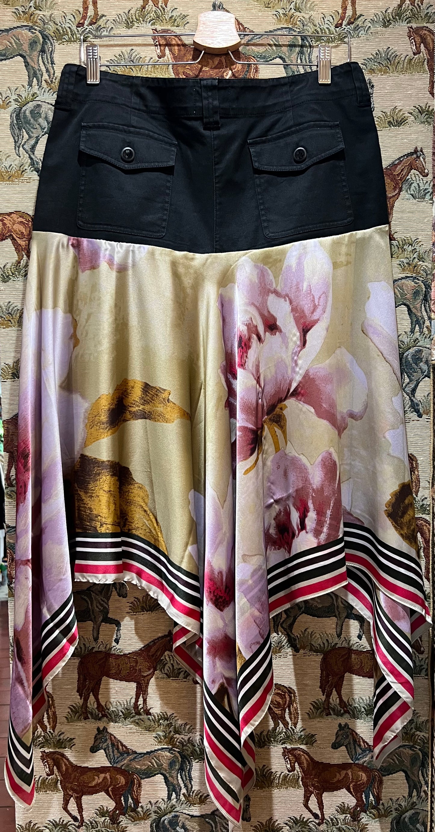 Upcycled Silk Scarf + Armani Jeans Skirt