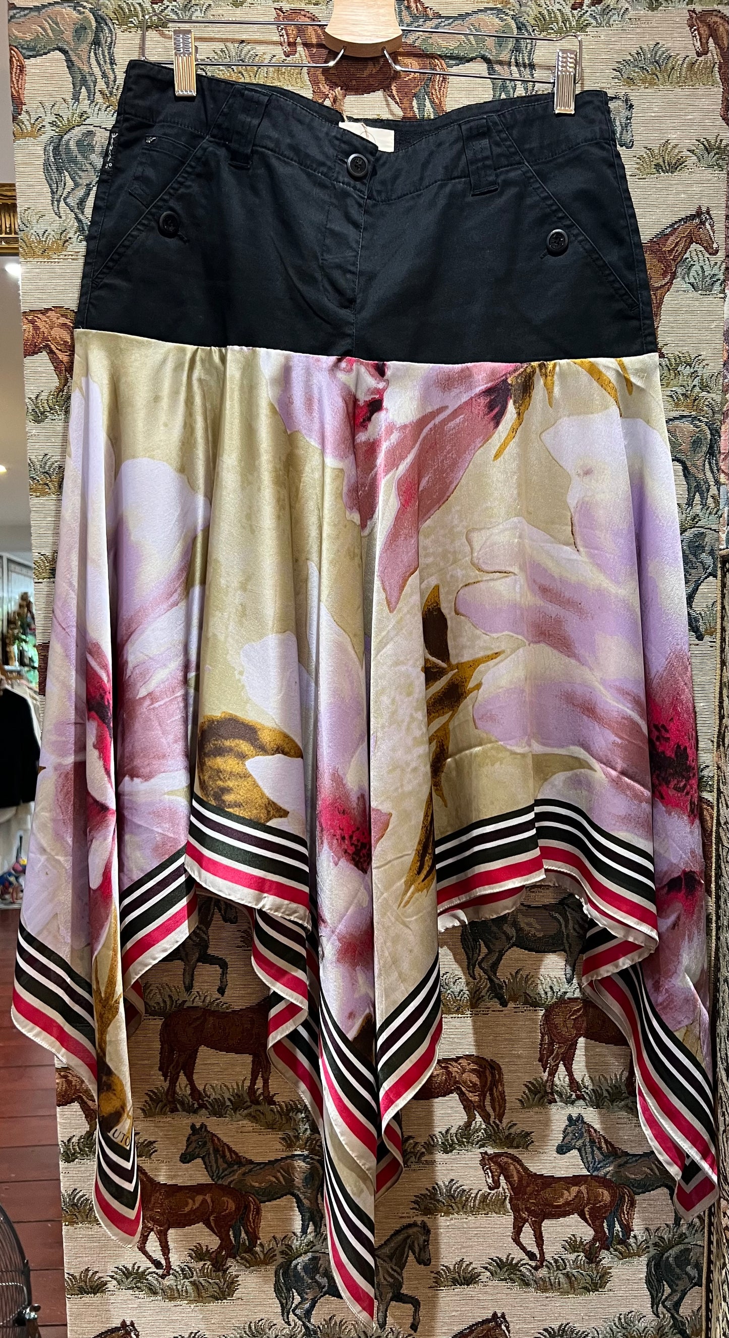 Upcycled Silk Scarf + Armani Jeans Skirt