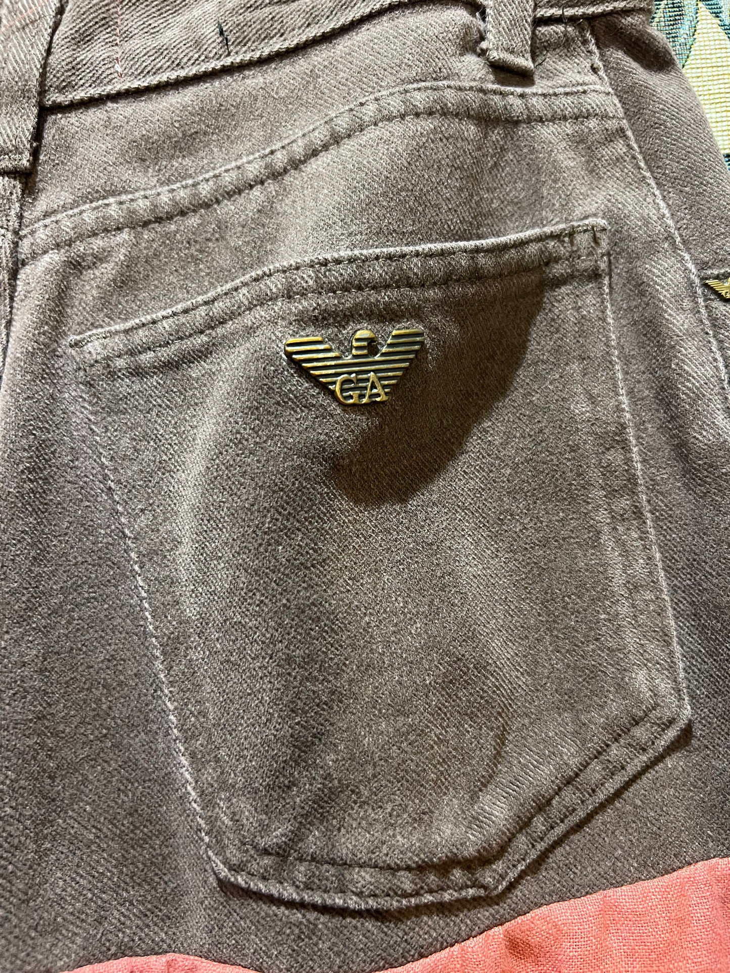 Brown Denim + Linen Upcycled Skirt
