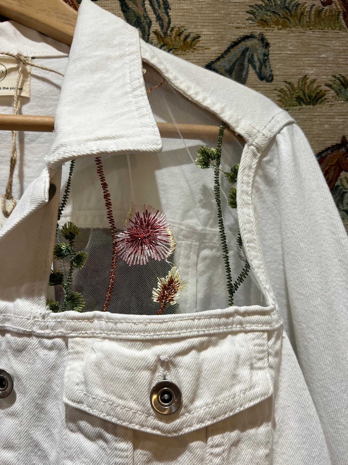 Upcycled White Denim Laced Jacket
