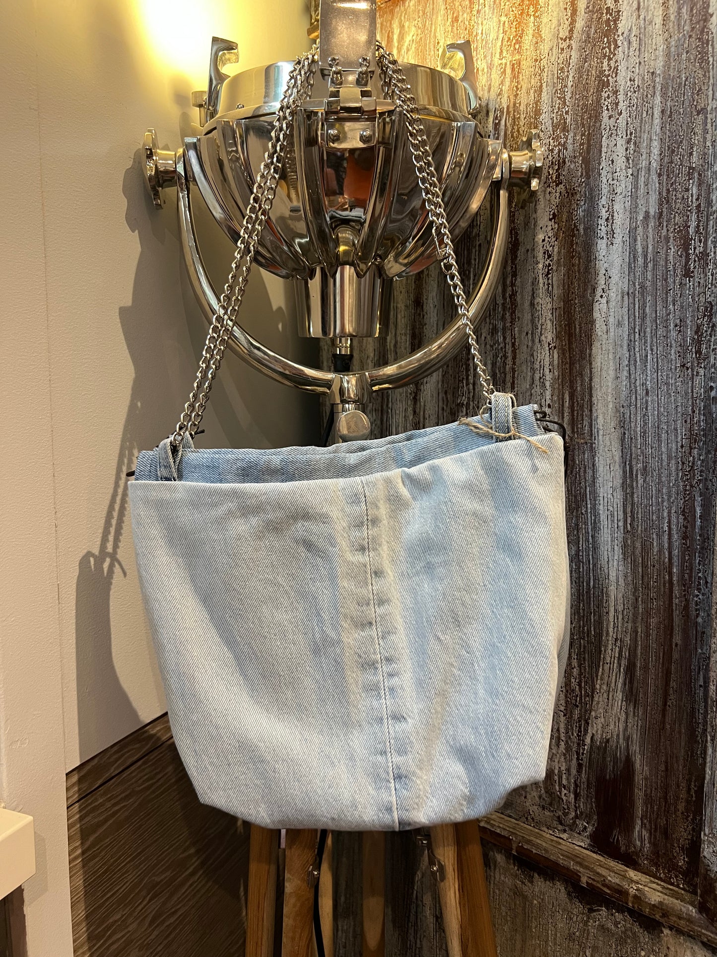 Upcycled Denim Chained Bag