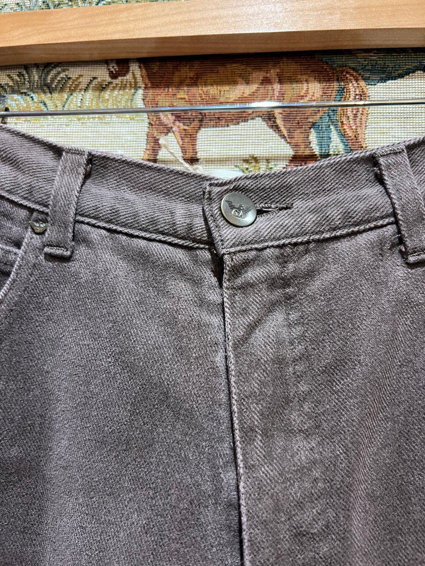 Brown Denim + Linen Upcycled Skirt