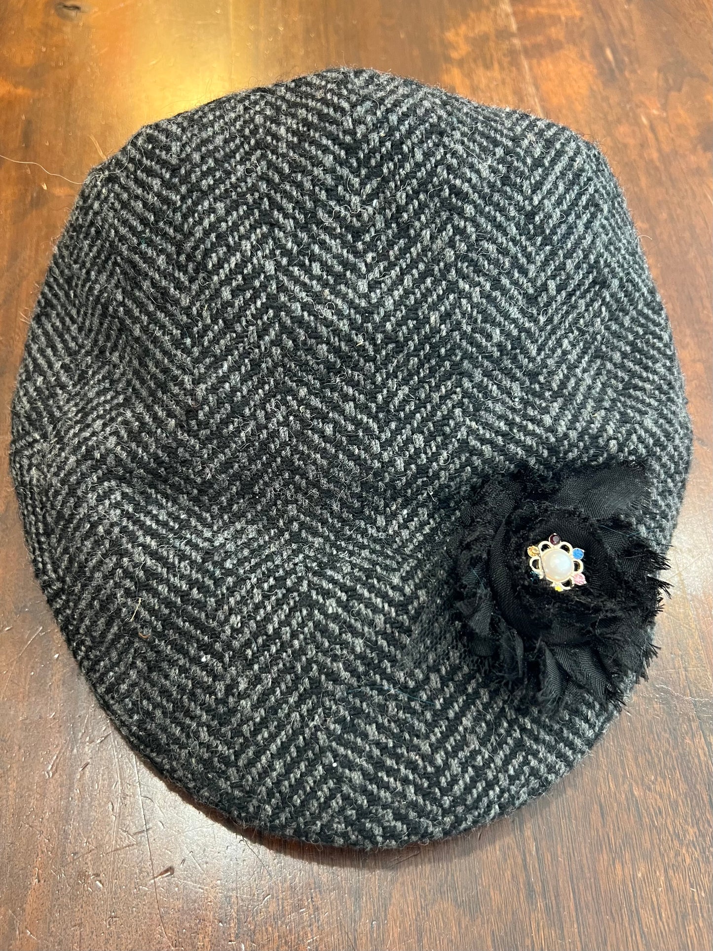 Pure Wool Upcycled Glam Flat Cap