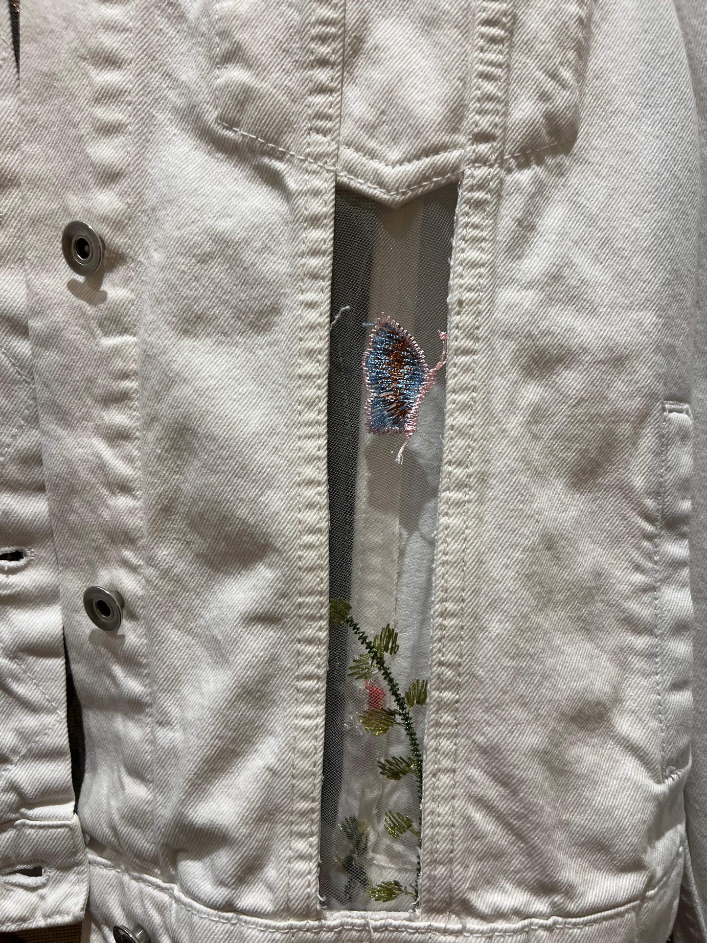 Upcycled White Denim Laced Jacket
