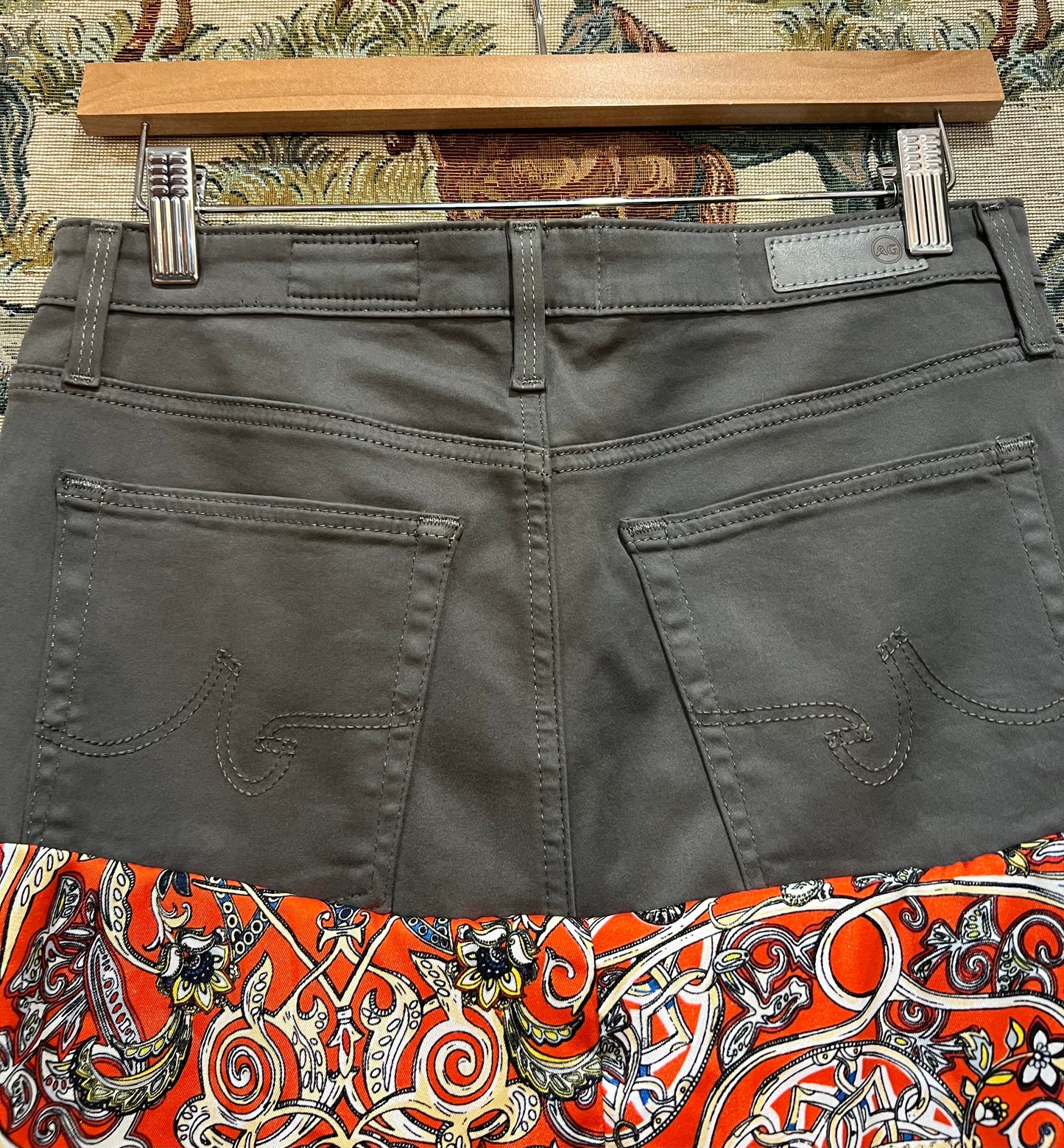 Upcycled AG Jeans and Scarf Skirt