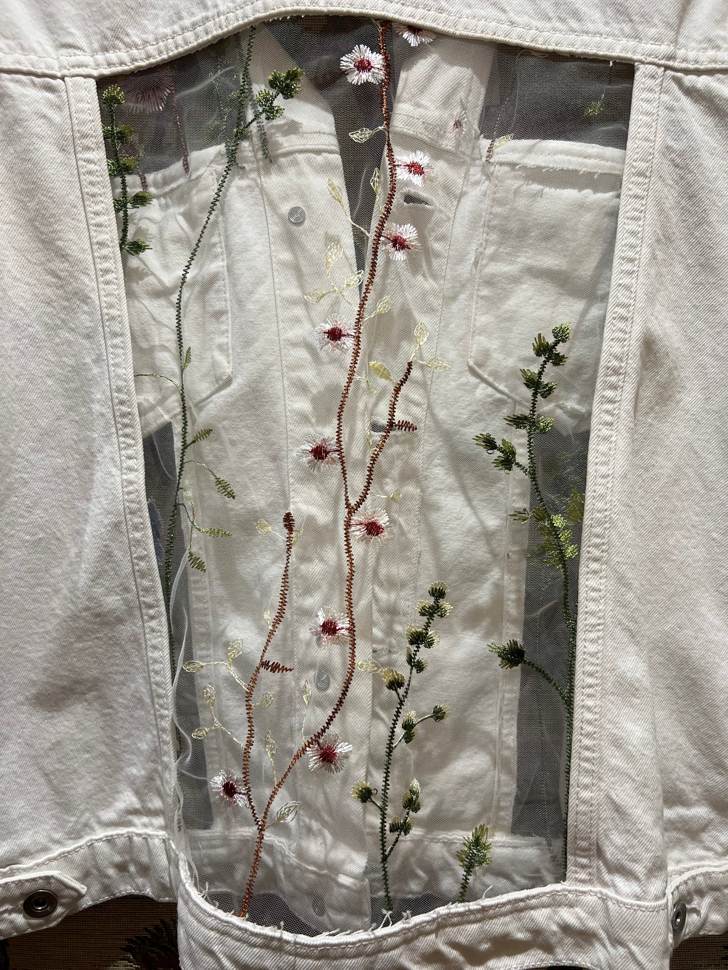 Upcycled White Denim Laced Jacket