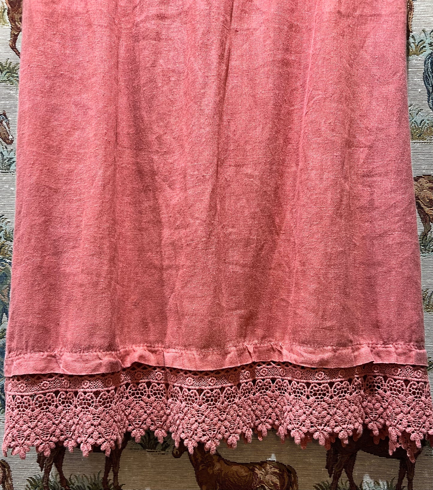 Brown Denim + Linen Upcycled Skirt