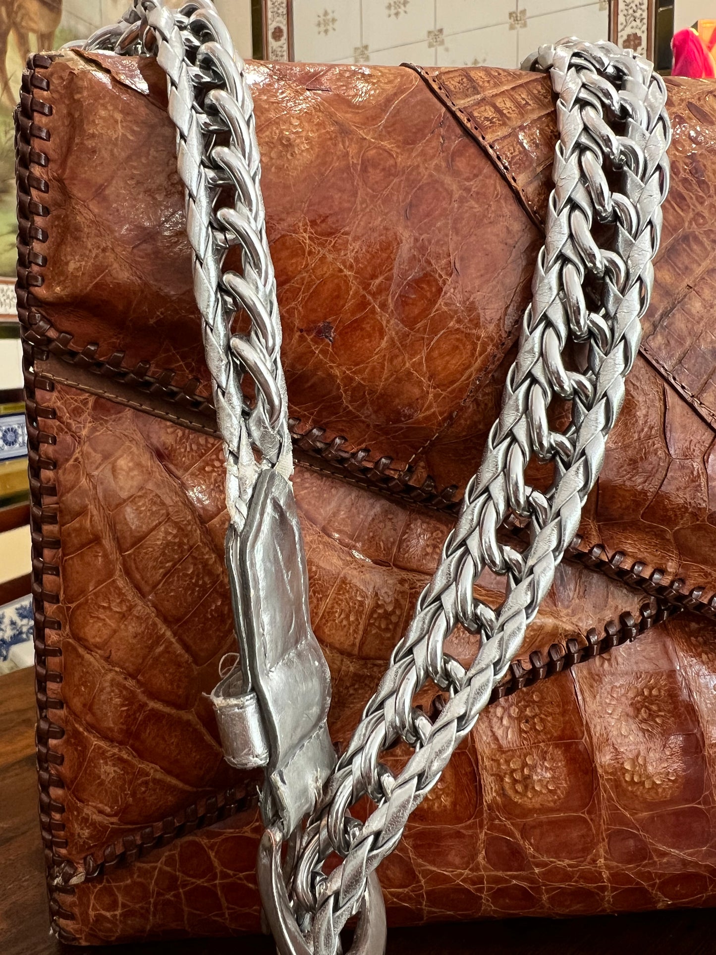 Vintage Unique Upcycled Crocodile Bag