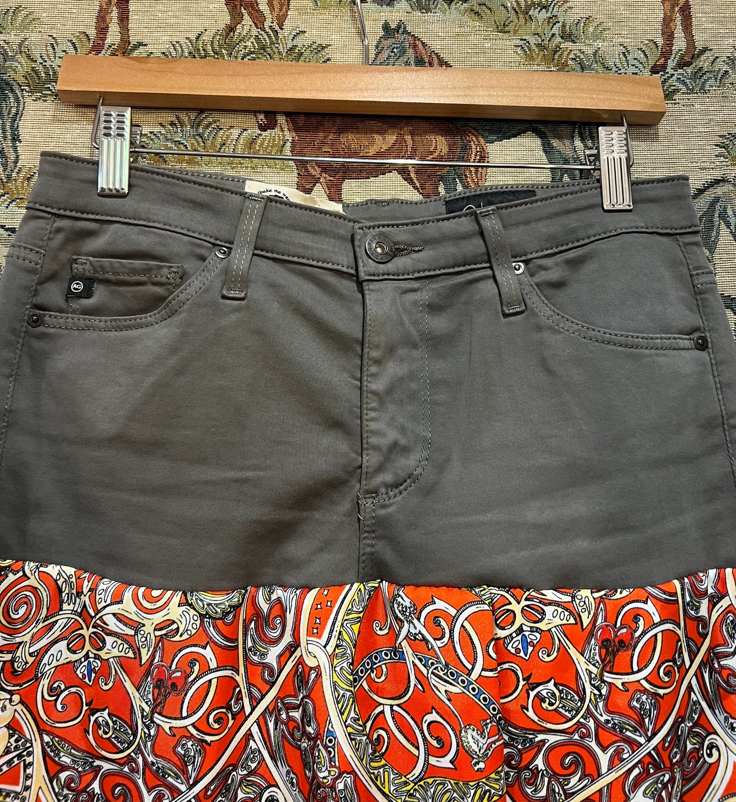 Upcycled AG Jeans and Scarf Skirt