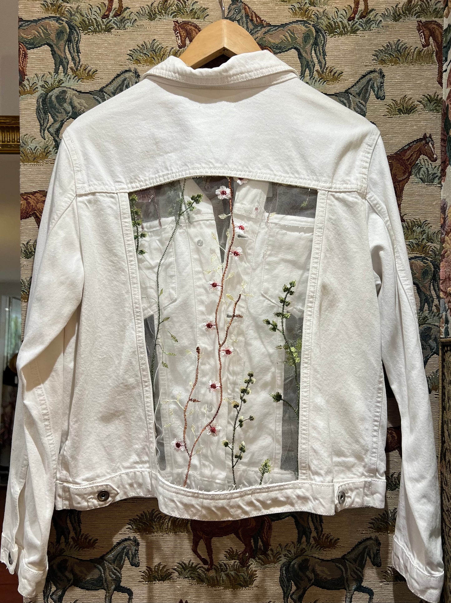 Upcycled White Denim Laced Jacket