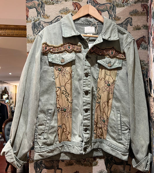 Upcycled Khaki Denim Jacket