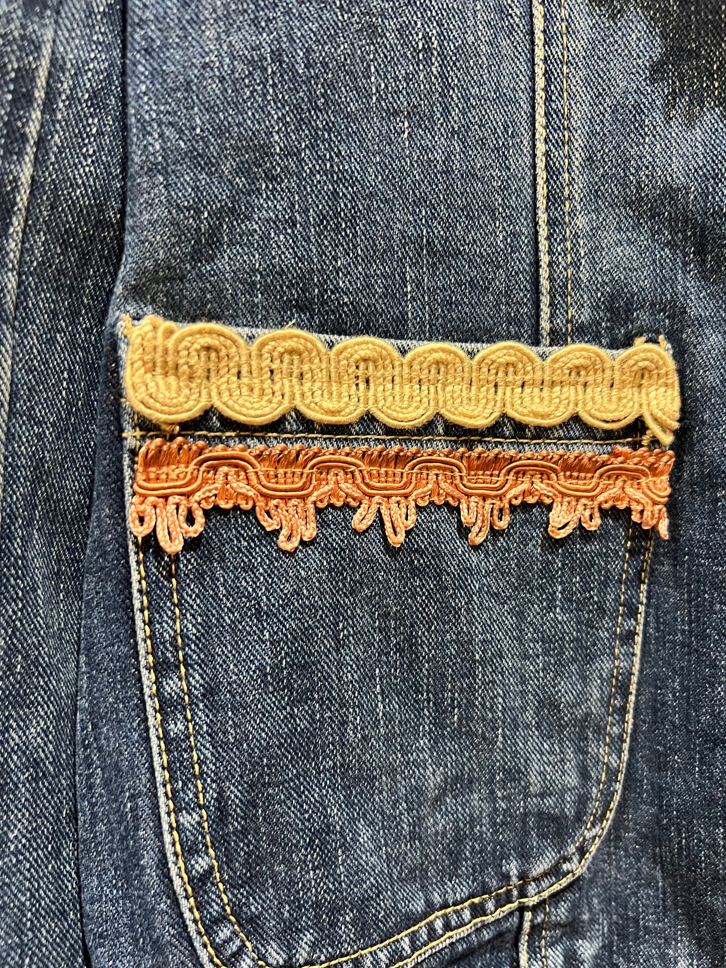 Upcycled Denim Blazer With Vintage Trims