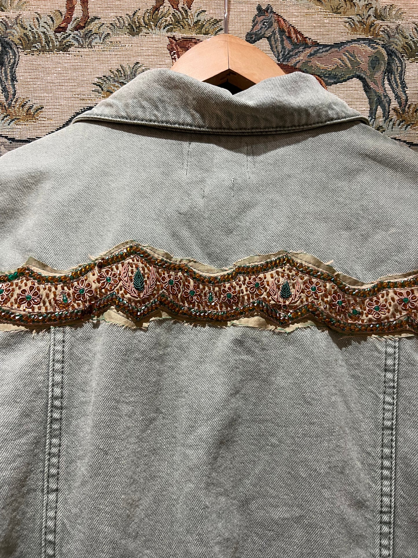 Upcycled Khaki Denim Jacket