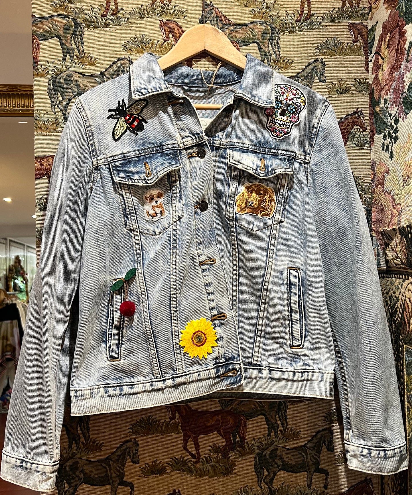 Upcycled Denim Jacket With Badges