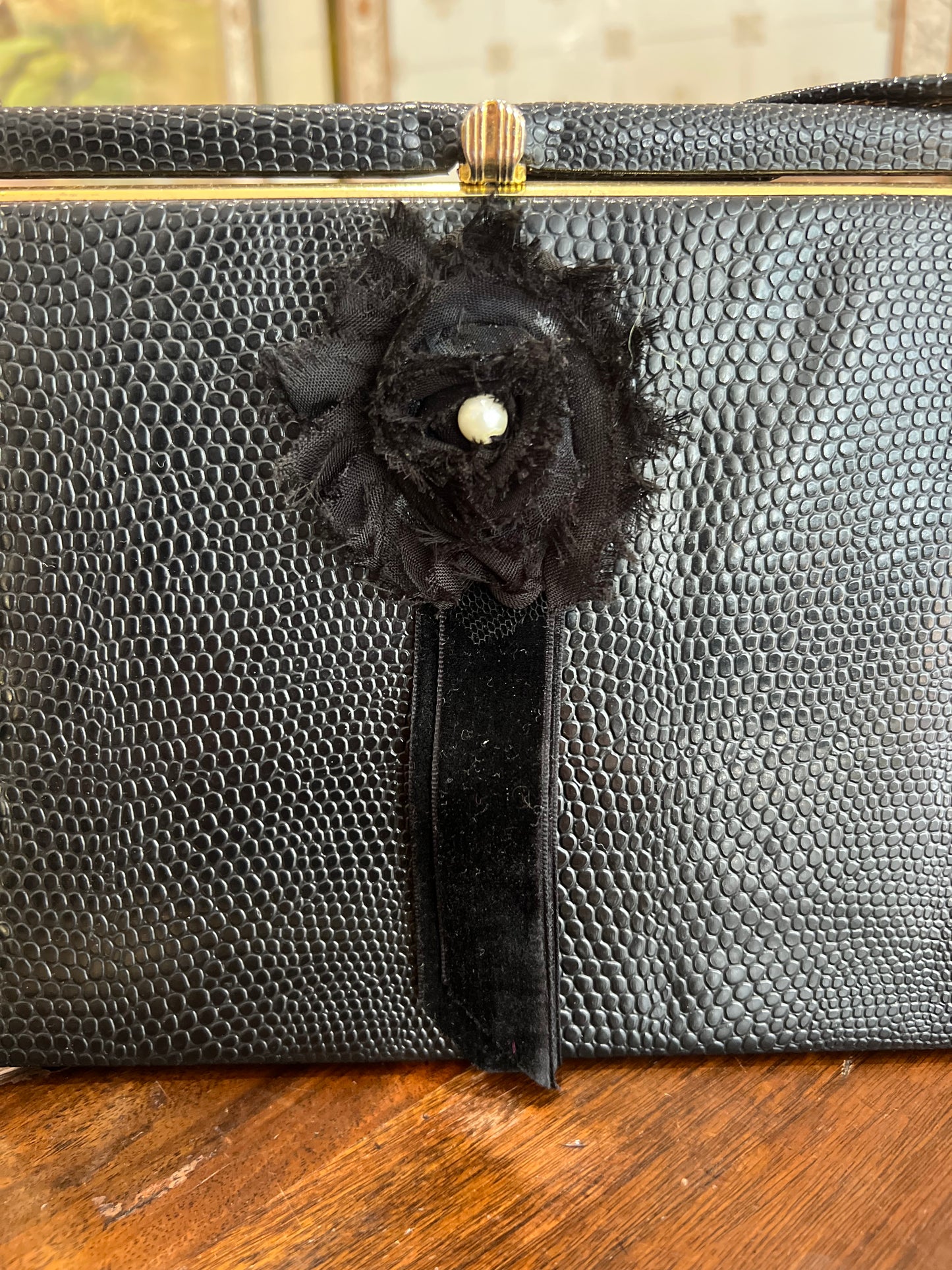 Upcycled Vintage Leather Bag With Mirror & file