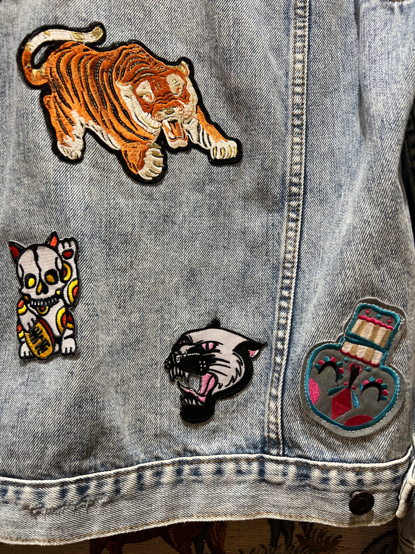 Upcycled Denim Jacket With Badges