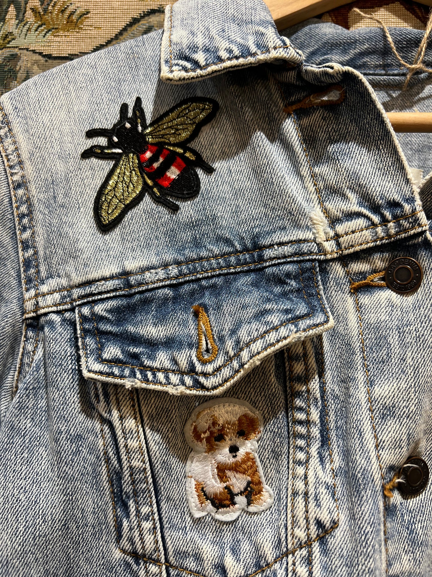 Upcycled Denim Jacket With Badges