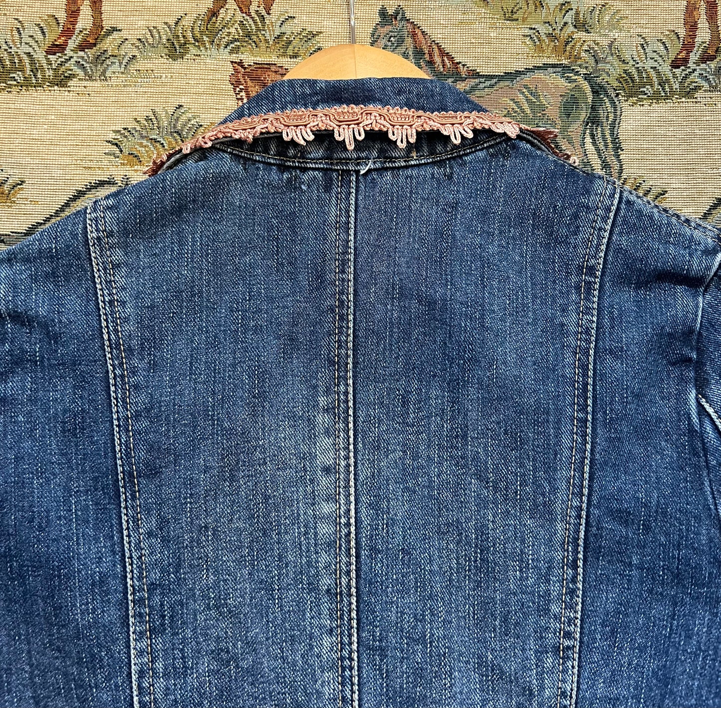 Upcycled Denim Blazer With Vintage Trims