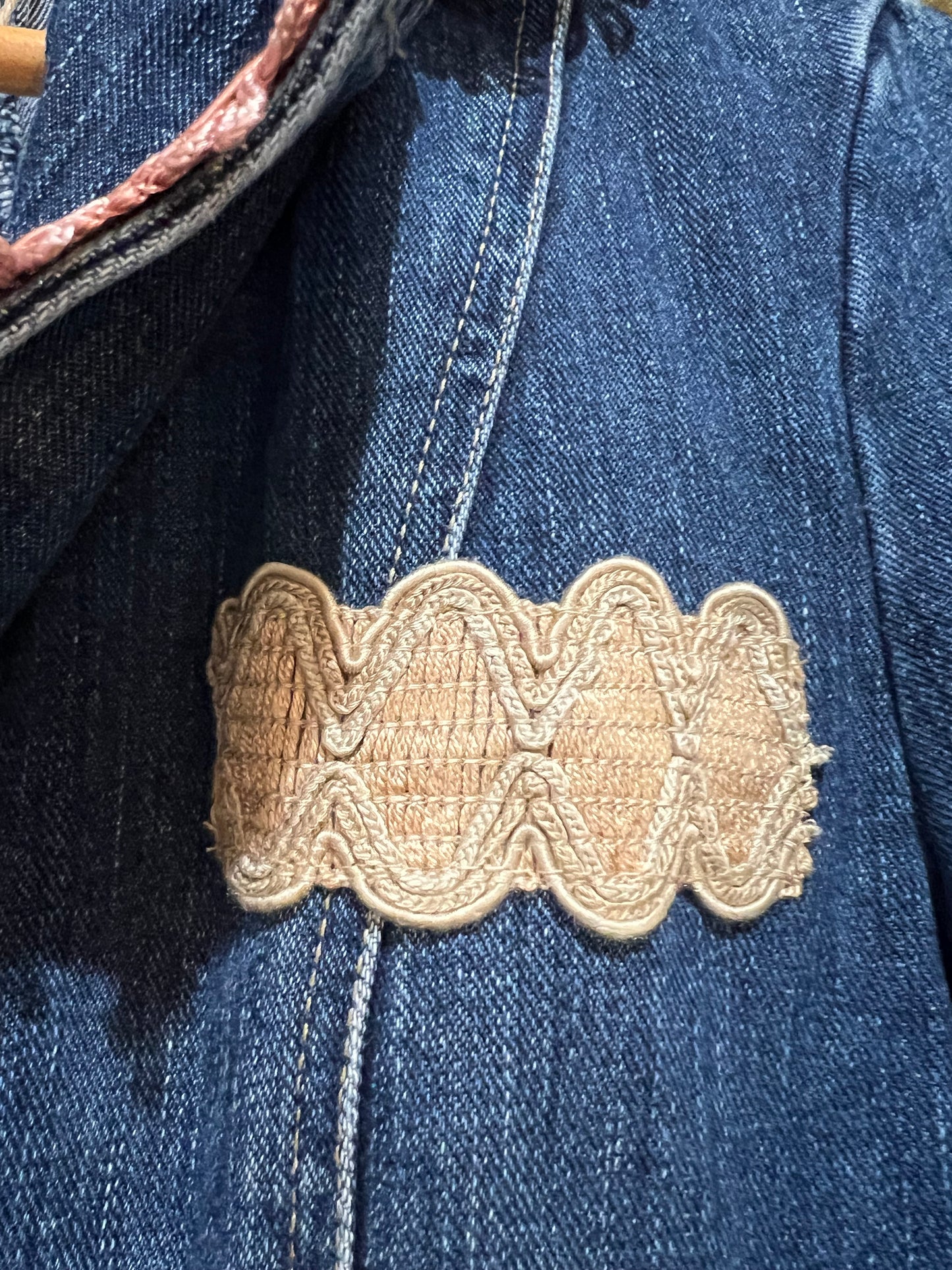 Upcycled Denim Blazer With Vintage Trims