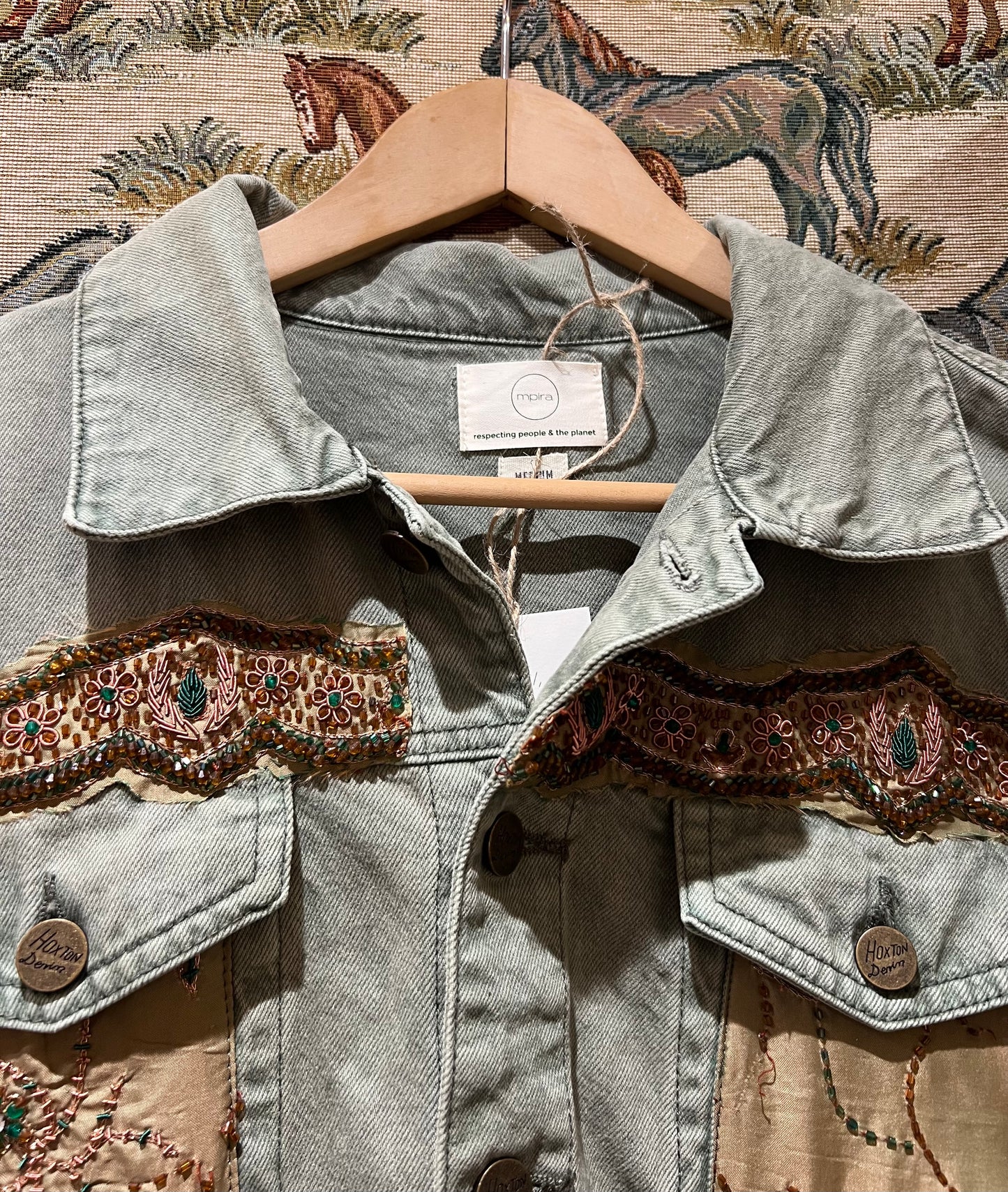 Upcycled Khaki Denim Jacket