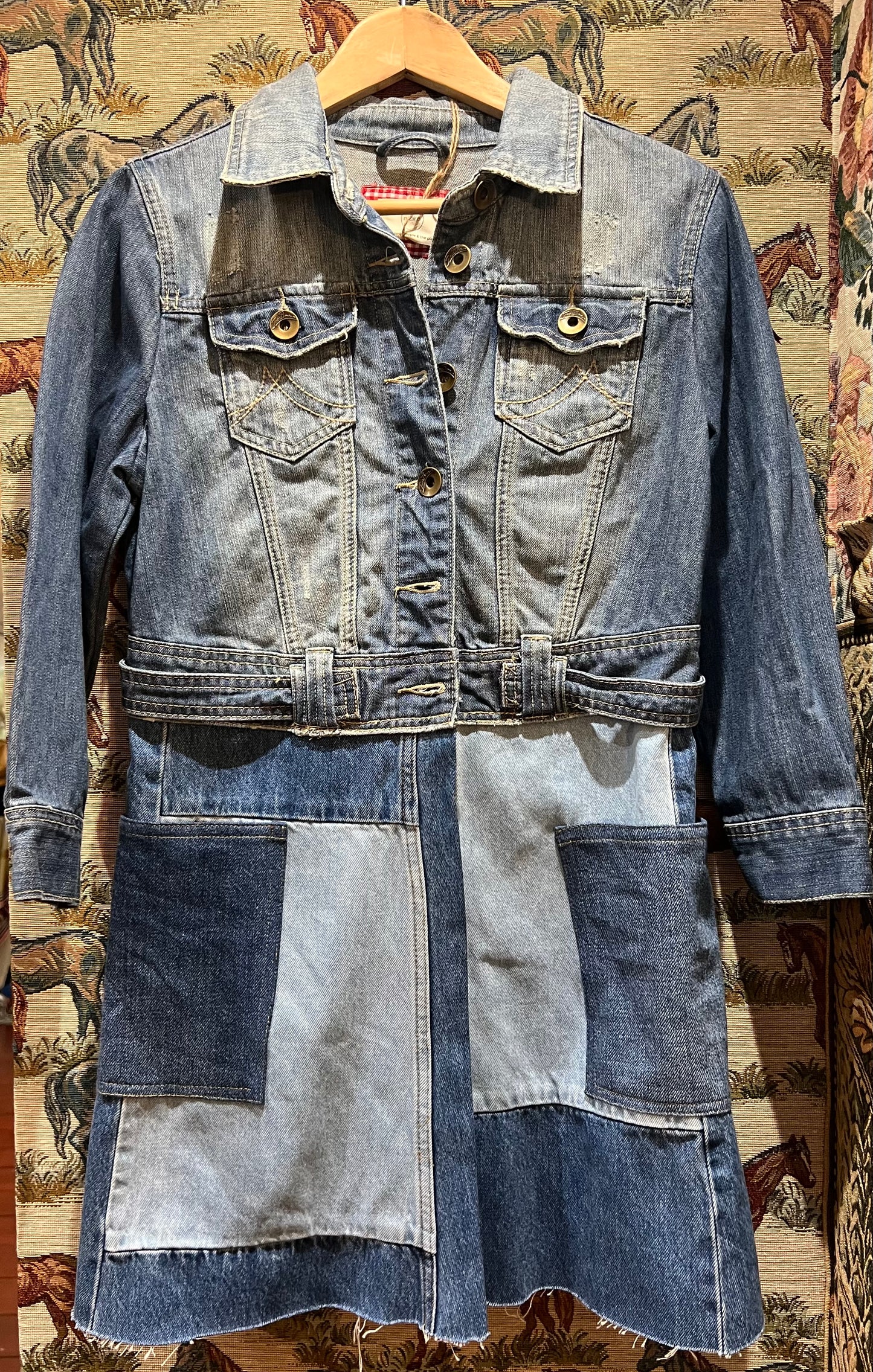 Long Upcycled Denim Coat