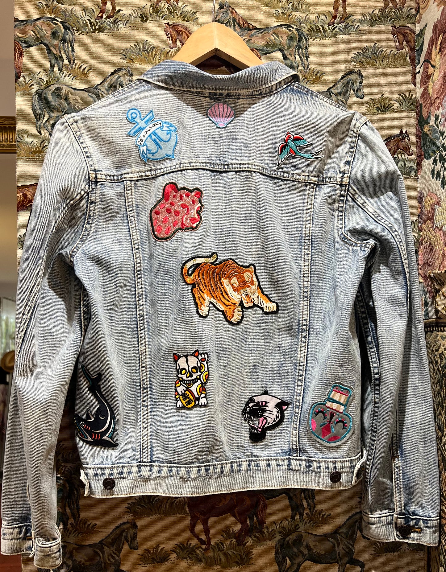 Upcycled Denim Jacket With Badges