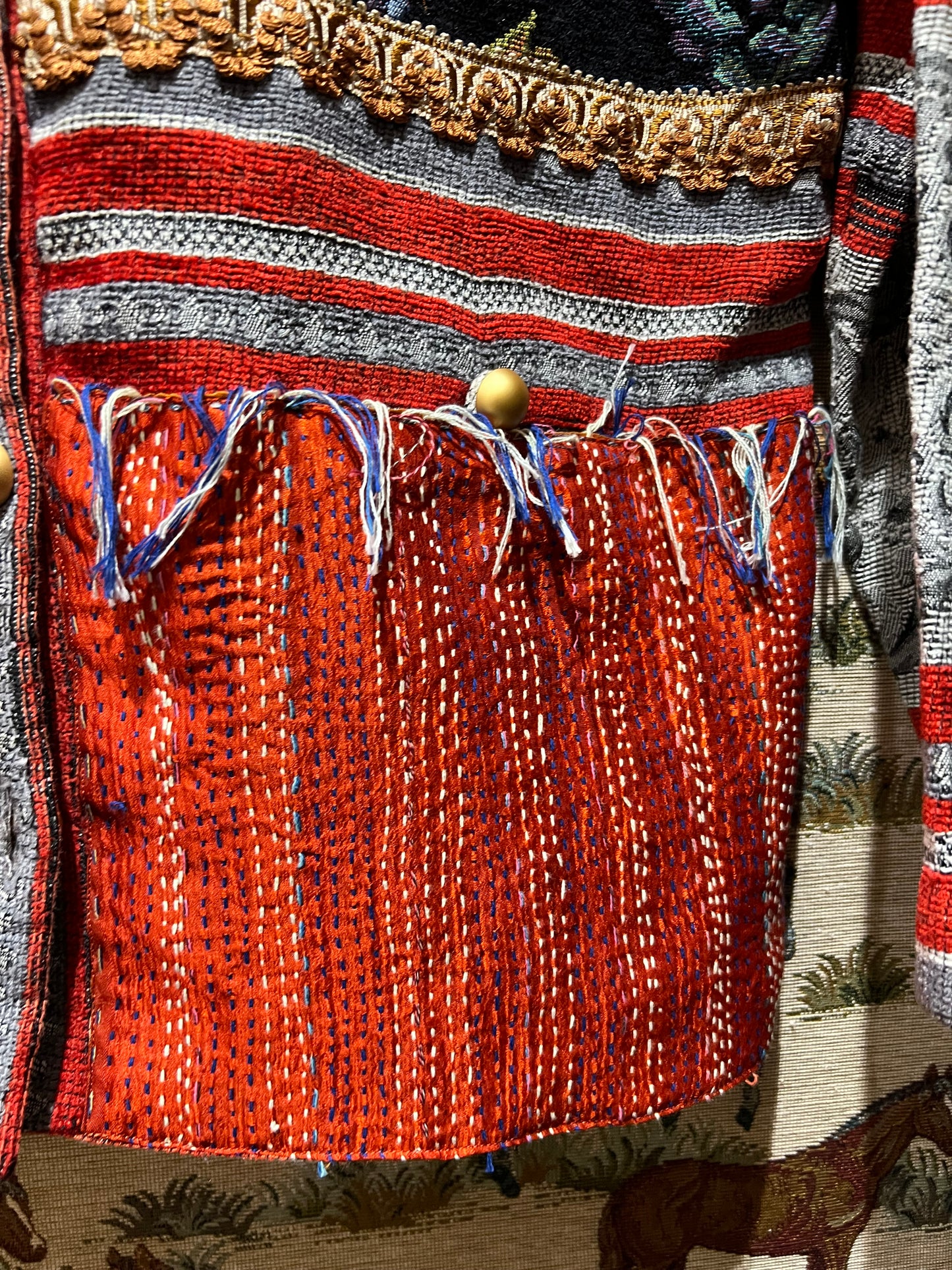 Fabulous Upcycled Tapestry & Embroidered Jacket