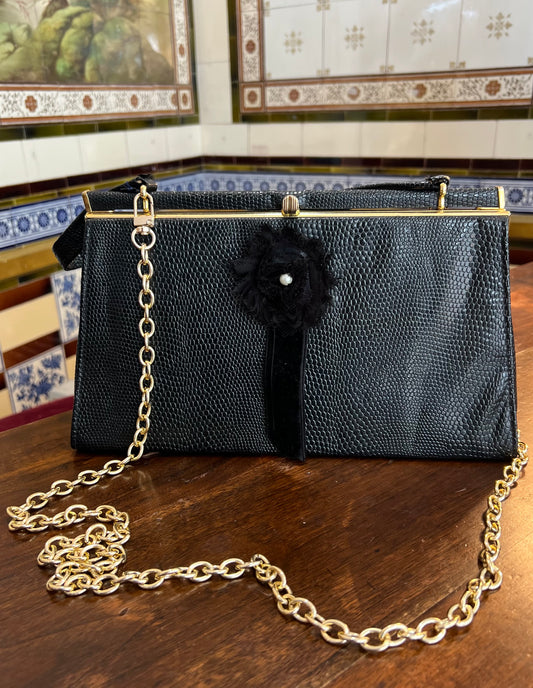 Upcycled Vintage Leather Bag With Mirror & file