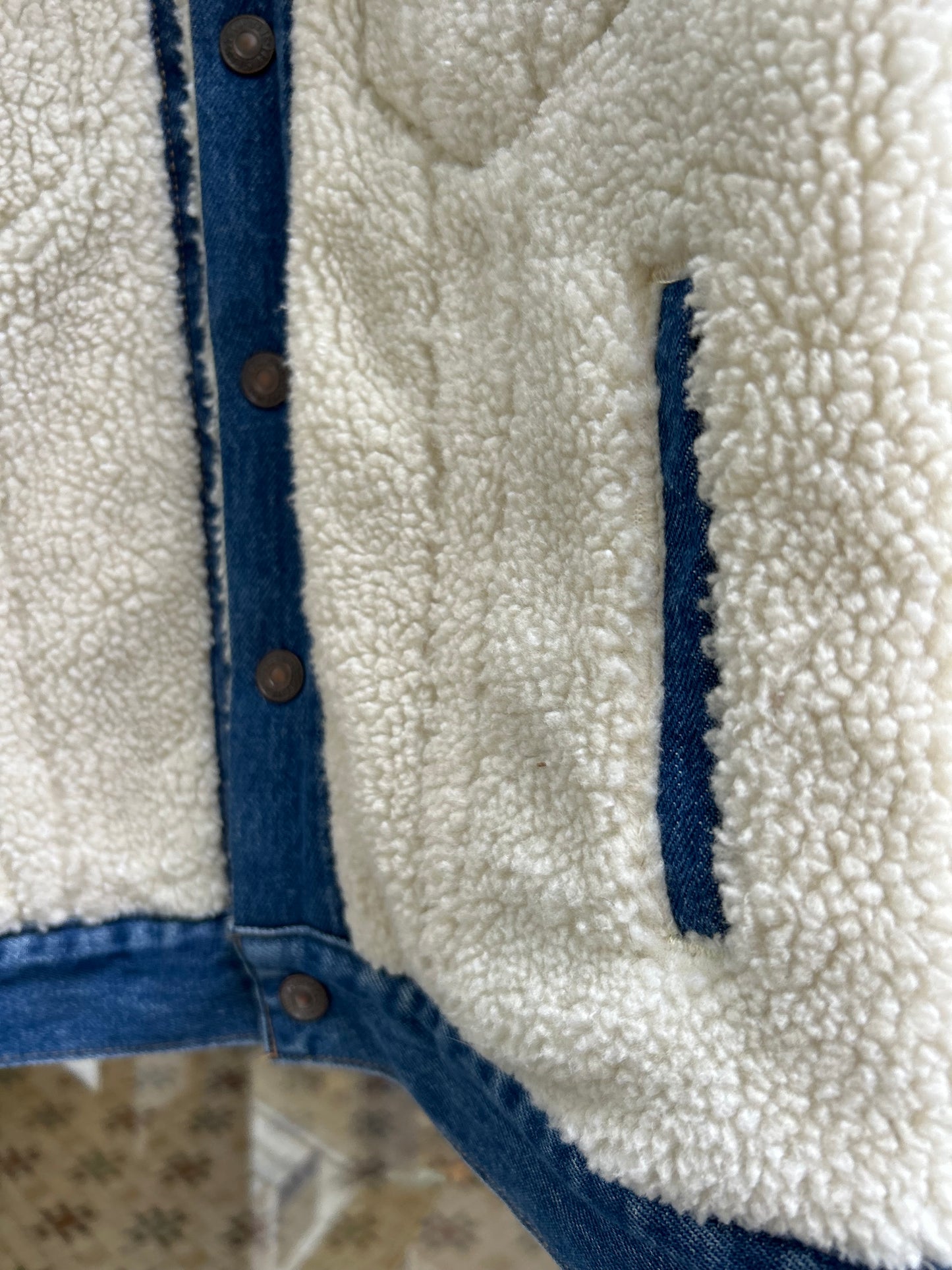 Upcycled Faux Shearling Levi Denim Jacket