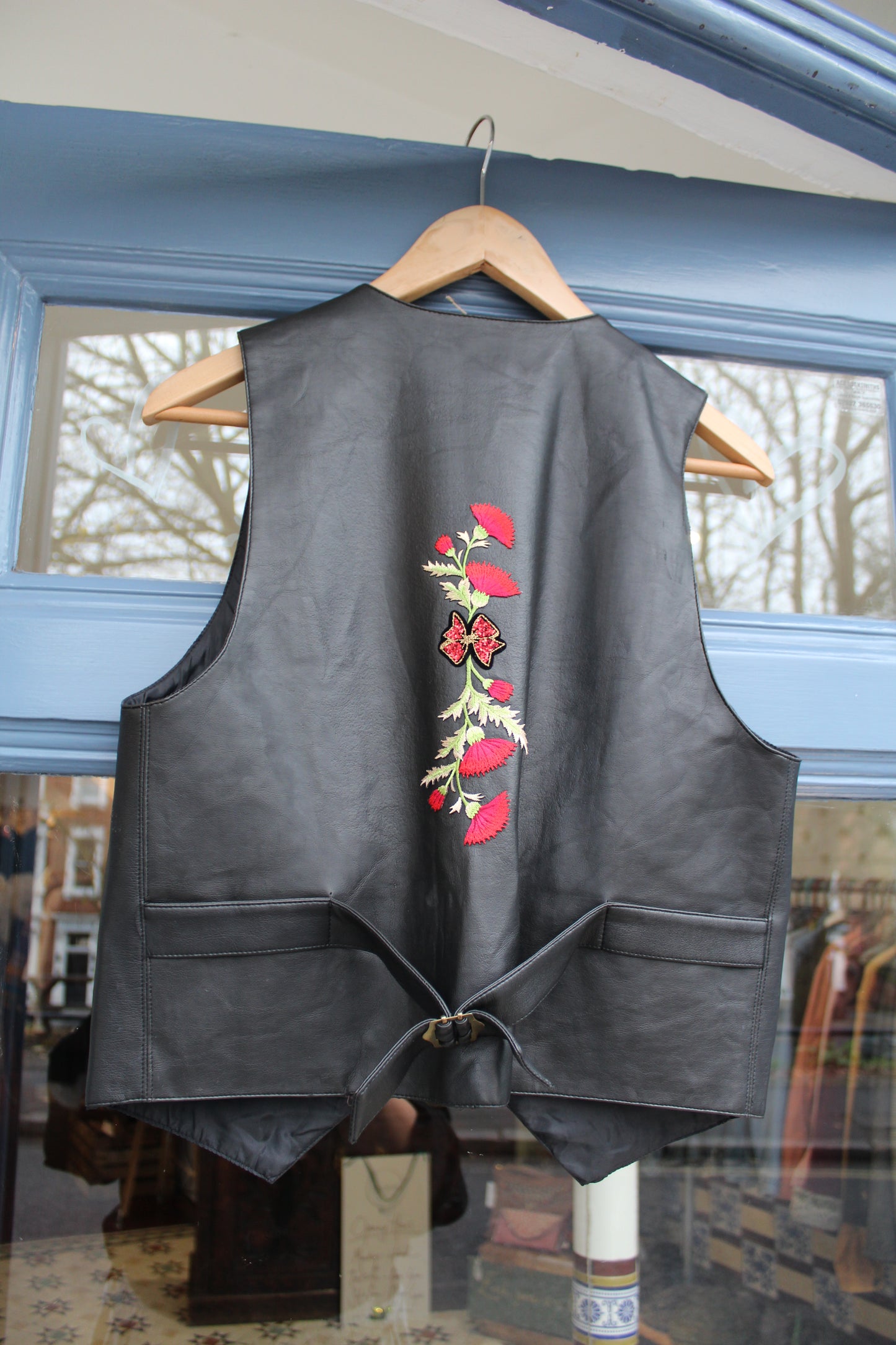 Upcycled Embroidered & Embellished Leather Waistcoat