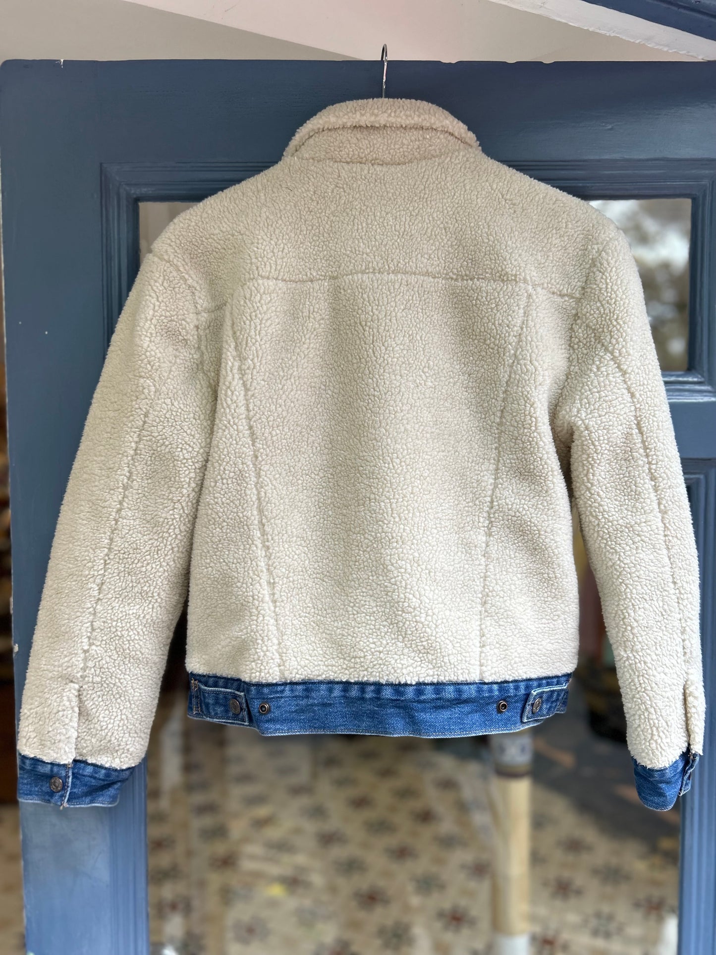 Upcycled Faux Shearling Levi Denim Jacket