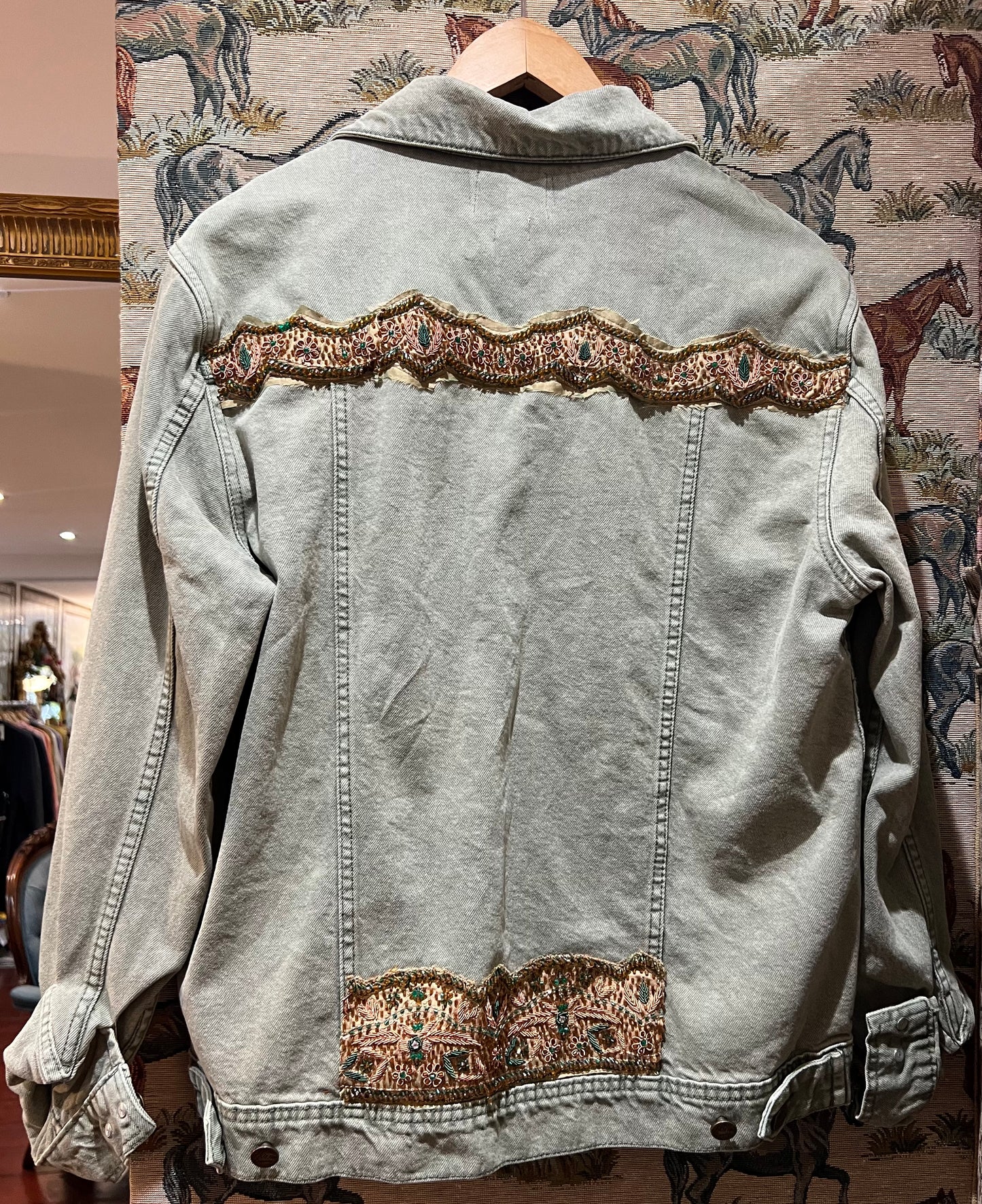 Upcycled Khaki Denim Jacket