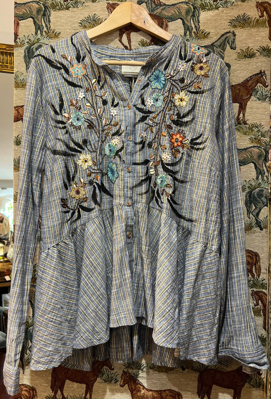 Upcycled Cotton Lure Embroidered Shirt