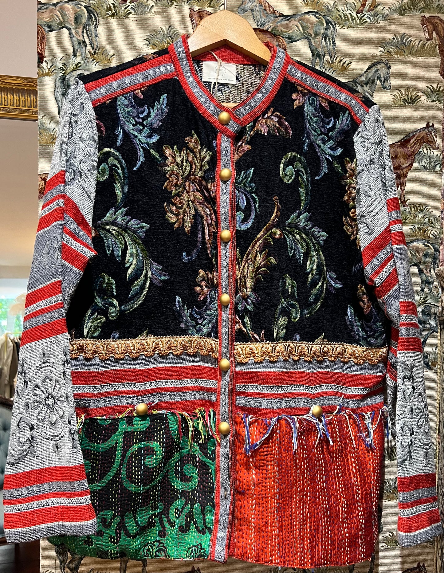 Fabulous Upcycled Tapestry & Embroidered Jacket