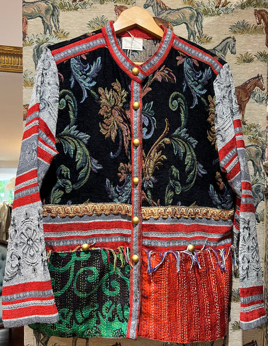 Fabulous Upcycled Tapestry & Embroidered Jacket