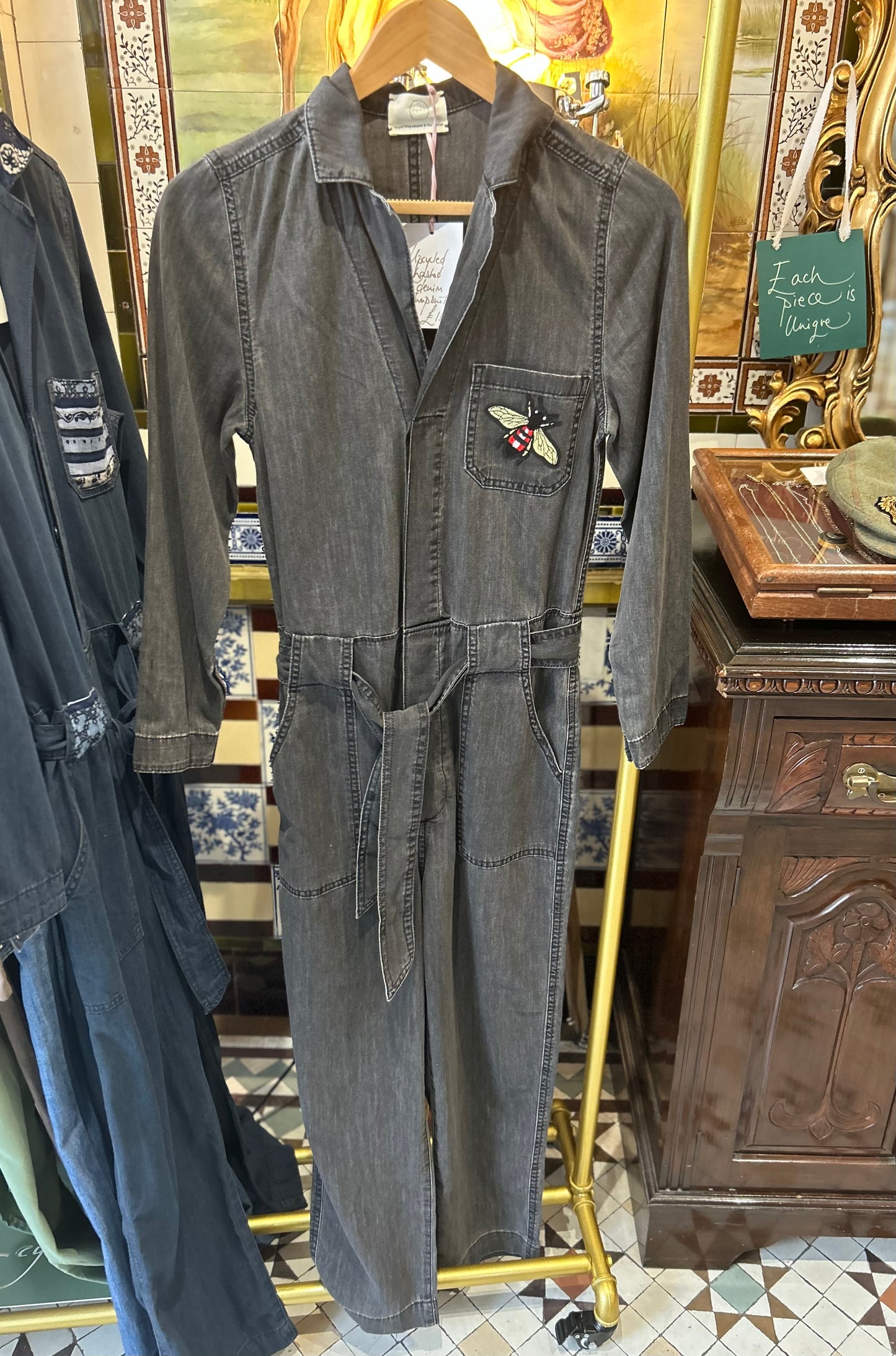 Upcycled Washed Denim Boiler Suit