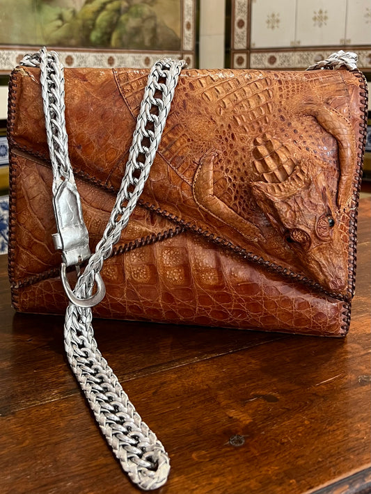 Vintage Unique Upcycled Crocodile Bag