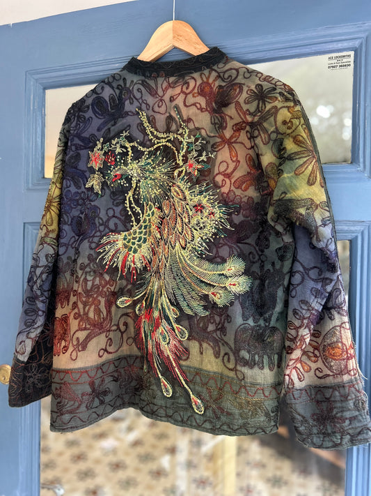 Upcycled boho embellished jacket