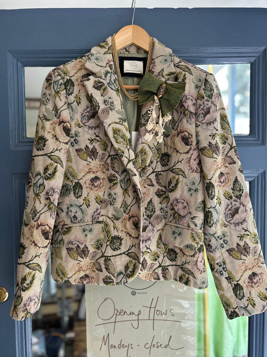 Floral Vintage Tapestry Upcycled Blazer Jacket