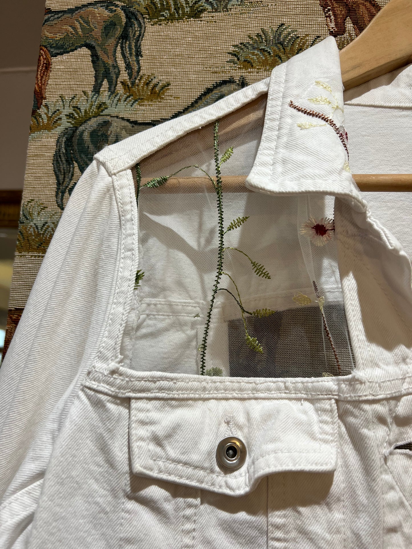 Upcycled White Denim Laced Jacket