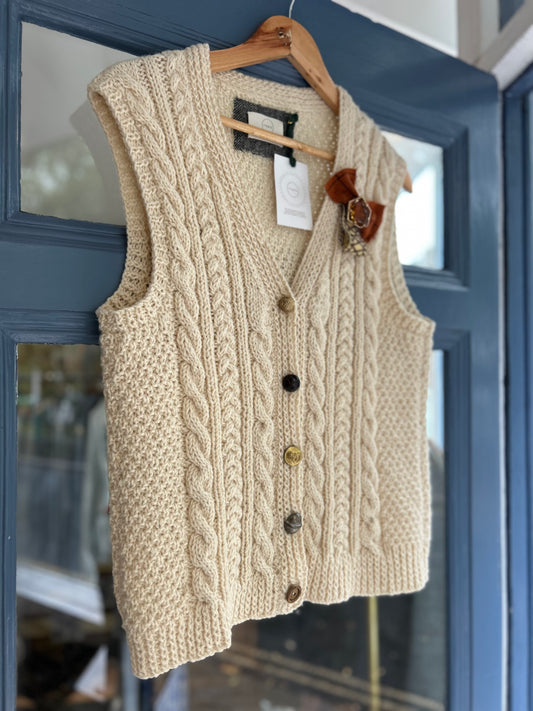 100% wool Hand Knitted Upcycled waistcoat knitwear