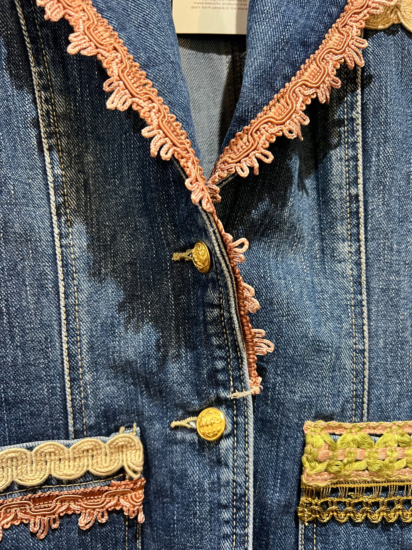 Upcycled Denim Blazer With Vintage Trims