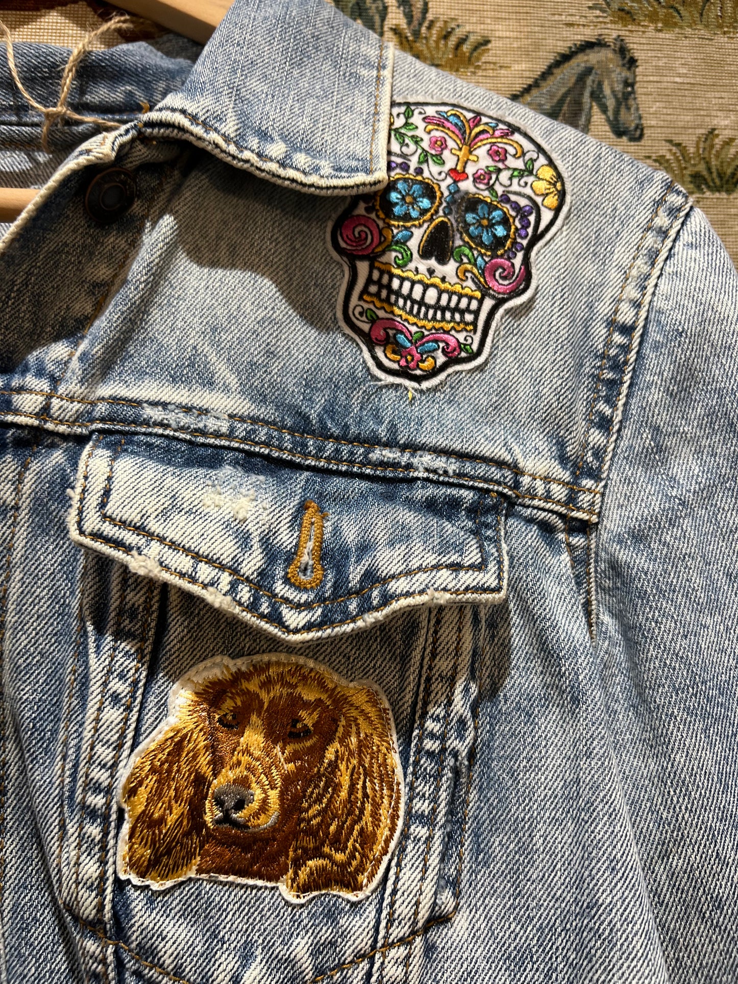 Upcycled Denim Jacket With Badges