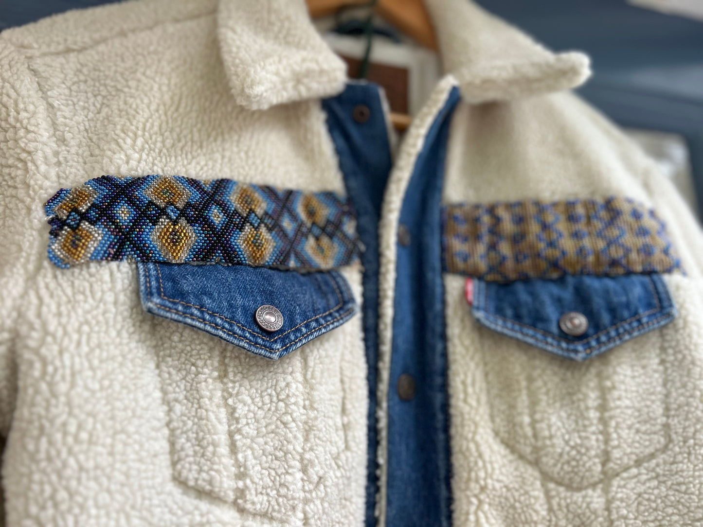 Upcycled Faux Shearling Levi Denim Jacket