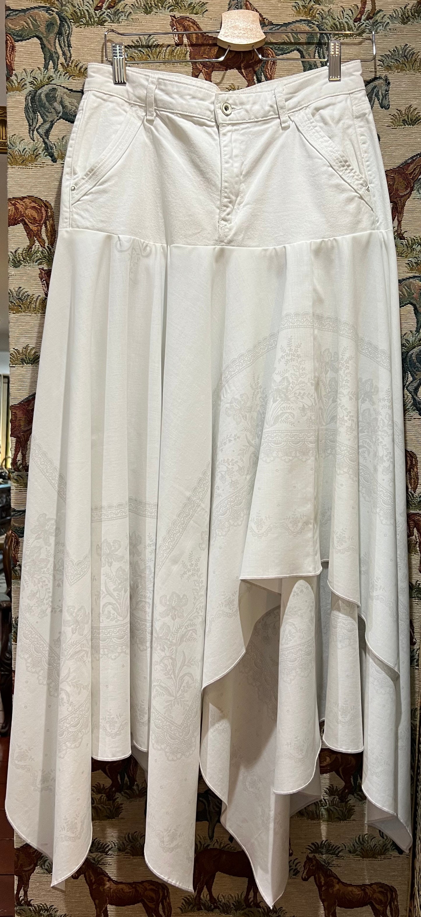 Upcycled Denim + Scarf Skirt