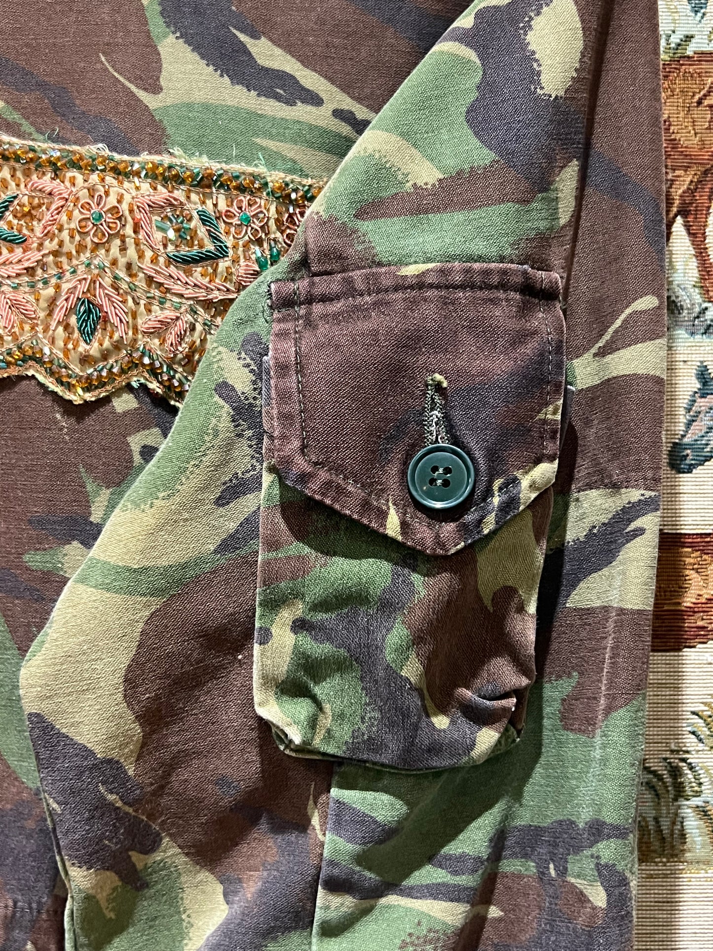 Upcycled genuine camo jacket