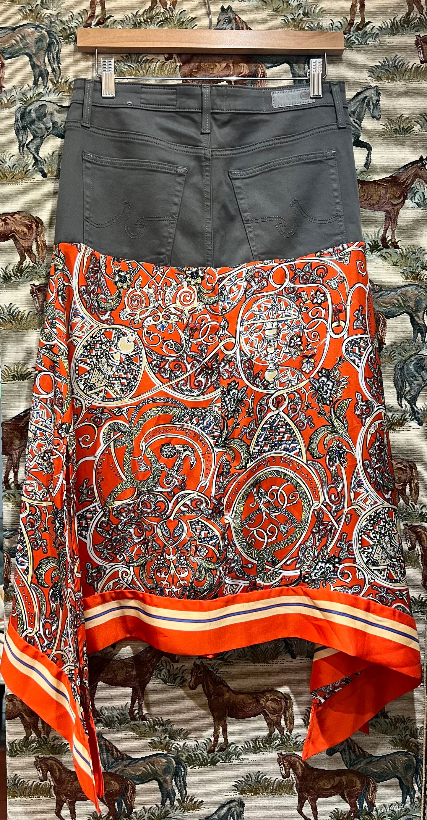 Upcycled AG Jeans and Scarf Skirt