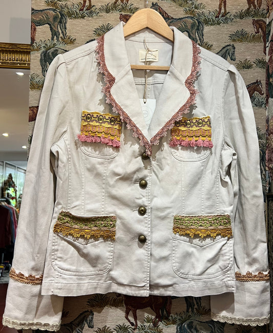 Fabulous Corduroy Blazer With Vintage Trims